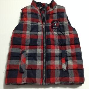Tommy Hilfiger Vest Boys 4T Puffer Plaid Zip Up Pockets